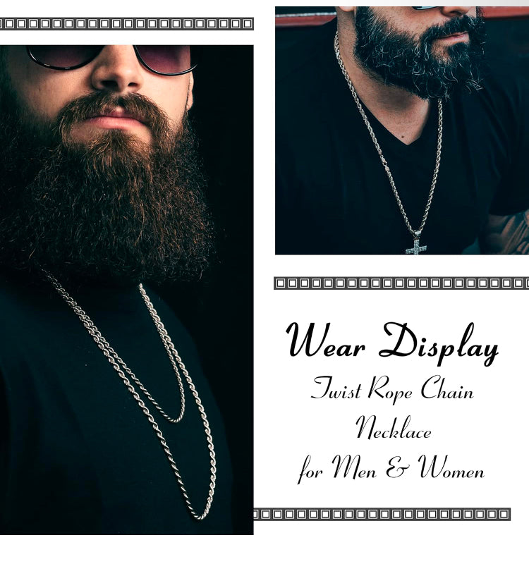 Twist Chain Necklace - Stainless Steel Rope Jewelry for Men & Women