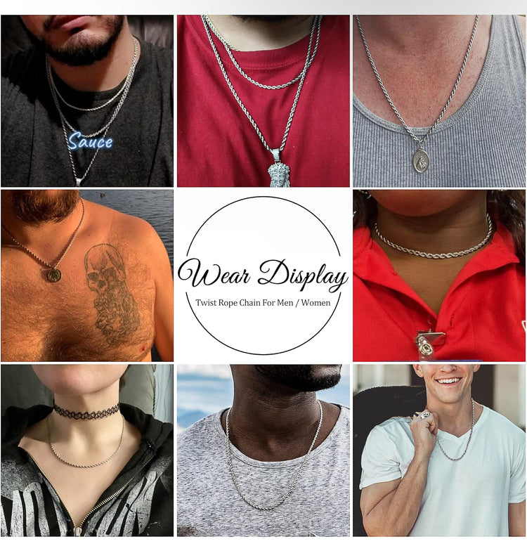 Twist Chain Necklace - Stainless Steel Rope Jewelry for Men & Women