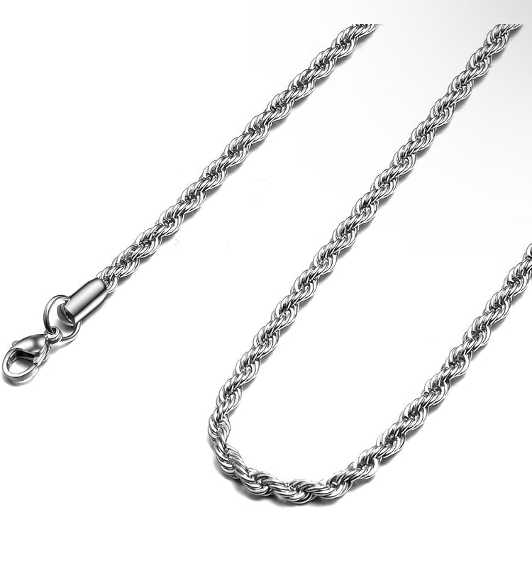 Twist Chain Necklace - Stainless Steel Rope Jewelry for Men & Women