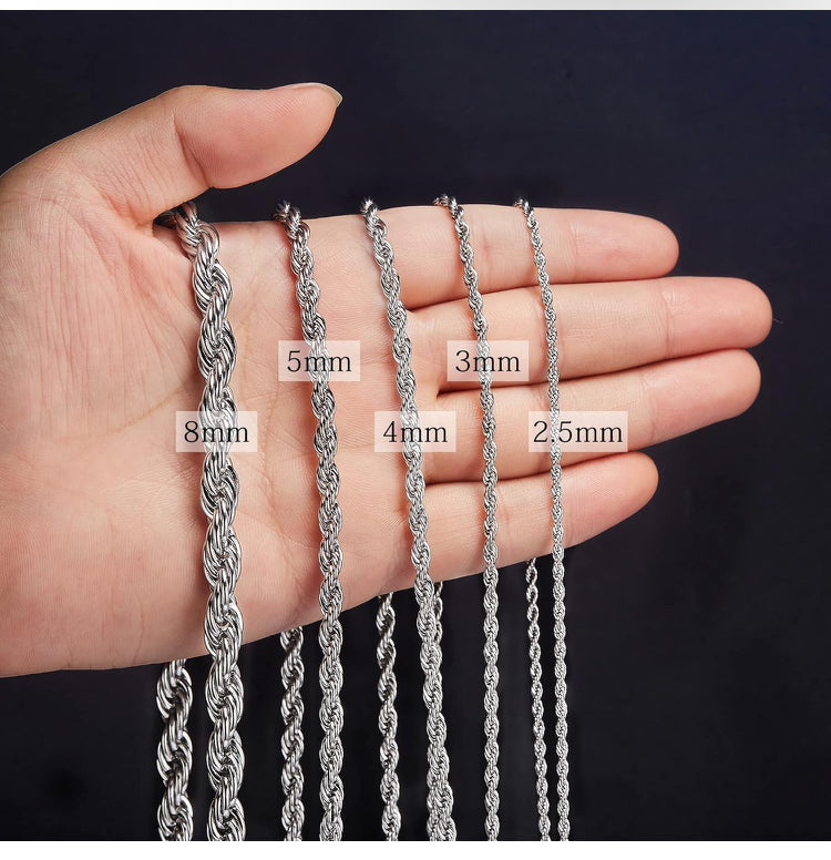 Twist Chain Necklace - Stainless Steel Rope Jewelry for Men & Women