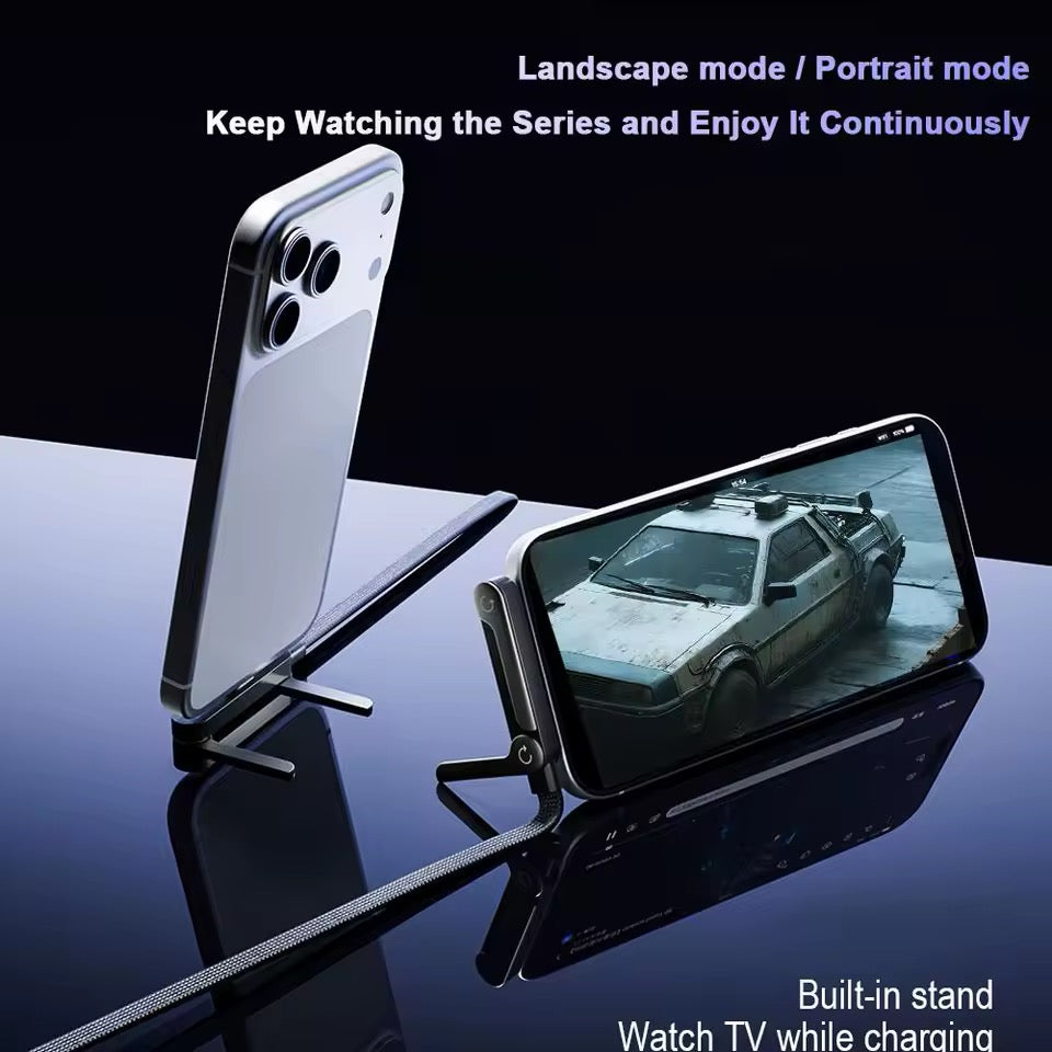 240W 2-in-1 Stand Charging Cable USB C | Phone Holder Integrated | Fast Charge for iPhone 15-17/Huawei/Samsung/Xiaomi