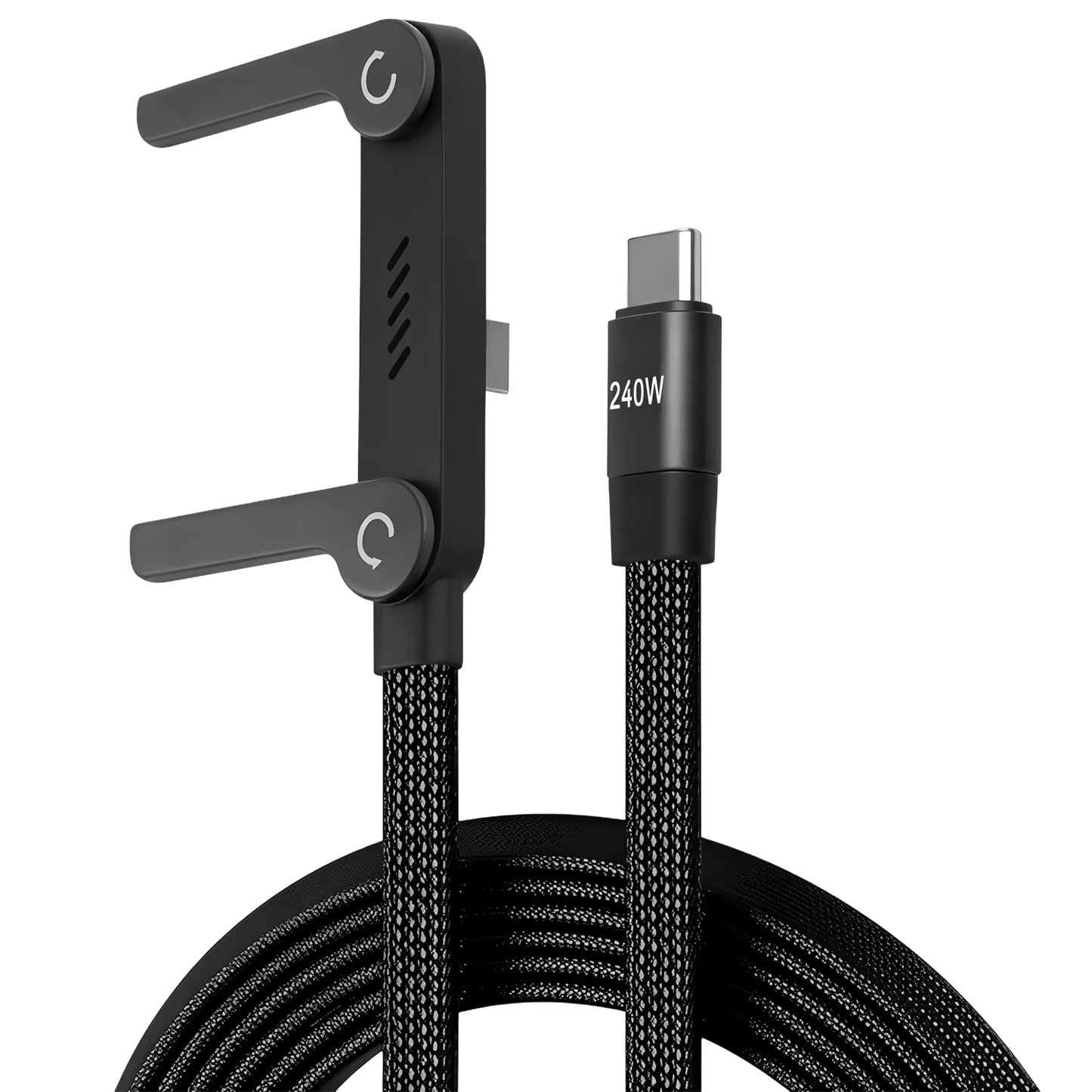 240W 2-in-1 Stand Charging Cable USB C | Phone Holder Integrated | Fast Charge for iPhone 15-17/Huawei/Samsung/Xiaomi
