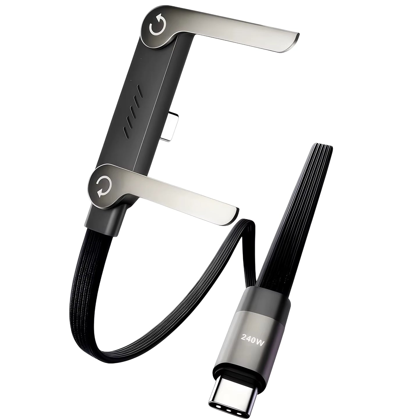 240W 2-in-1 Stand Charging Cable USB C | Phone Holder Integrated | Fast Charge for iPhone 15-17/Huawei/Samsung/Xiaomi
